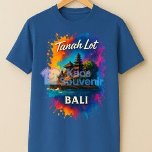 Kaos premium souvenir Tanah Lot Bali dengan bahan lembut adem dan desain keren yang membuat pemakainya terlihat seperti sering liburan ke Bali