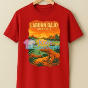 Kaos Souvenir Labuan Bajo – Komodo & Sunset Indonesia, Merah